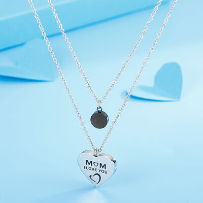 Mom I Love You Double-Layered Heart Pendant Necklace - Follower Of Faith Apparel