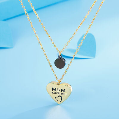 Mom I Love You Double-Layered Heart Pendant Necklace - Follower Of Faith Apparel