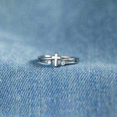 Sterling Silver Cross Ring - Premium Ring -  Follower Of Faith Apparel Christian jewelry, christian ring, Cross ring, Cross ring for women, faith jewelry, faith ring, faith rings, Ladies Christian jewelry, Ship From Overseas, Y@S@X Shop our Christian T-Shirts & Apparel