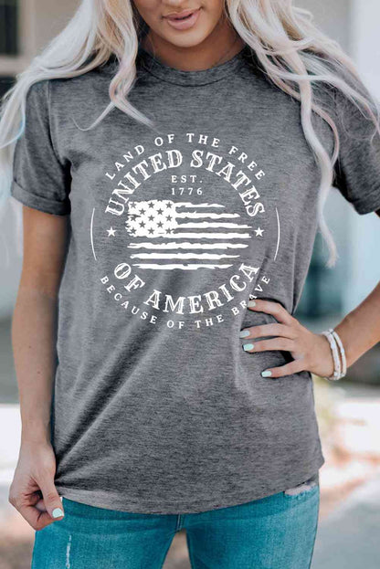 Land Of The Free US Flag Ladies T-Shirt - Follower Of Faith Apparel