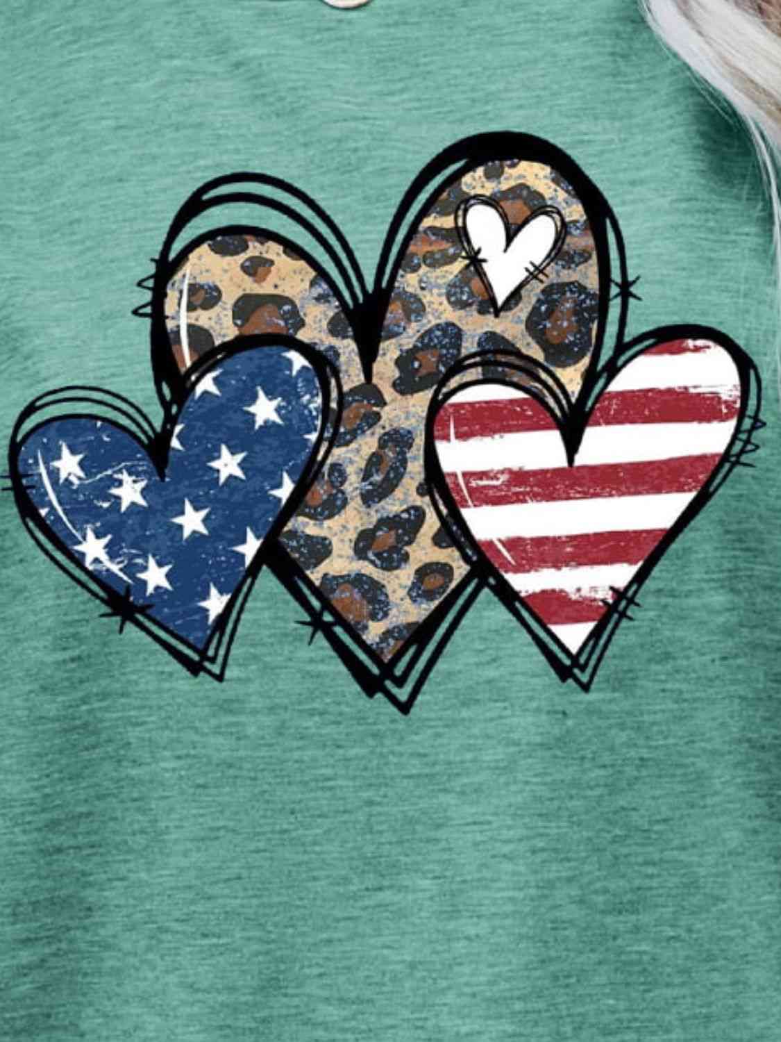 US Flag Leopard Heart Flag T-Shirt - Follower Of Faith Apparel