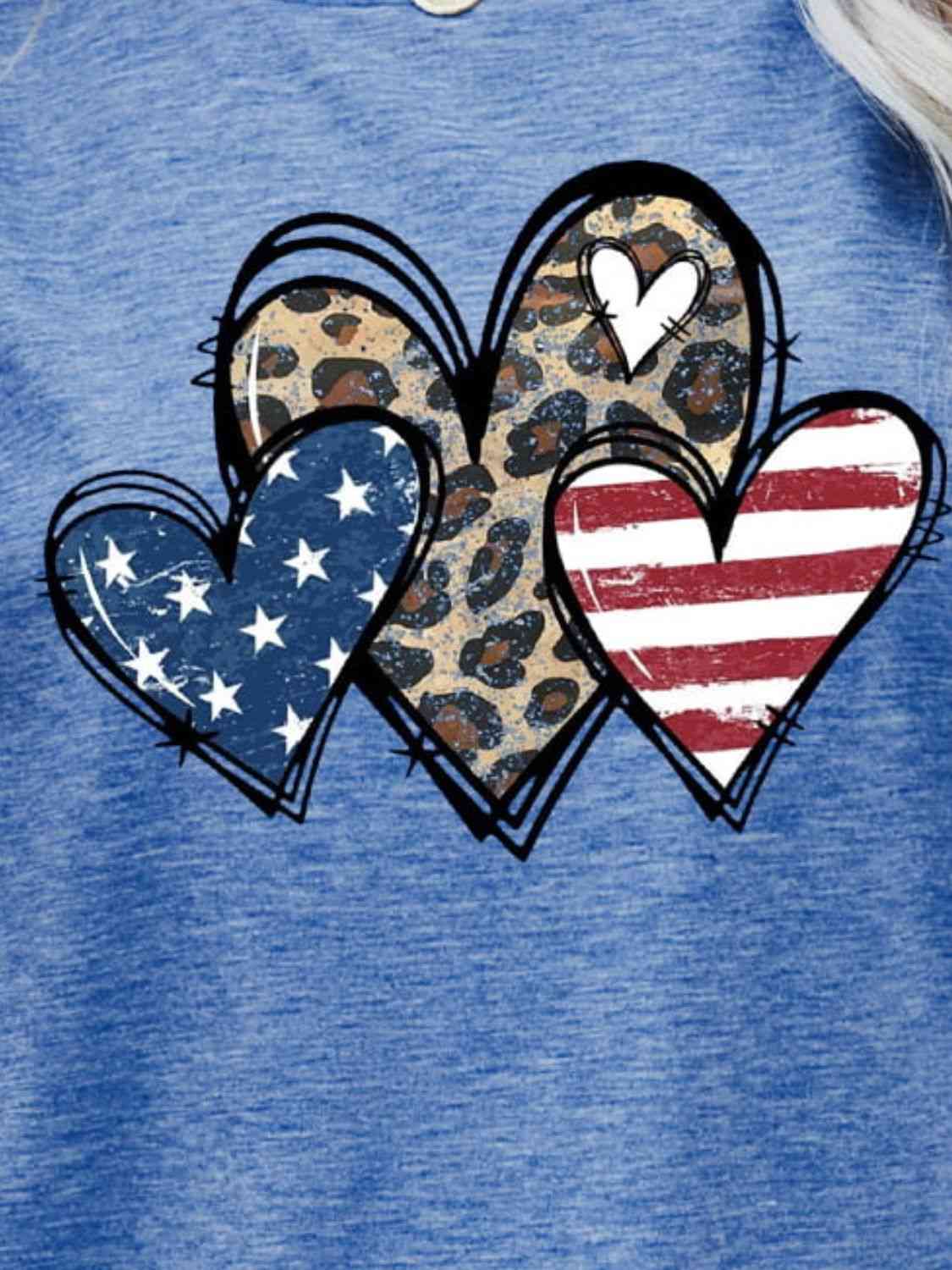 US Flag Leopard Heart Flag T-Shirt - Follower Of Faith Apparel