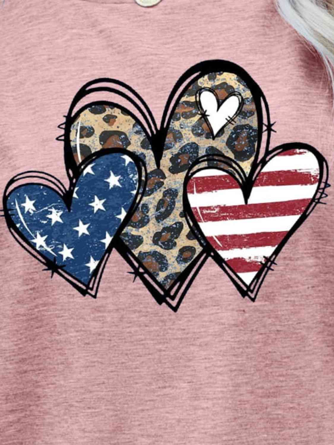 US Flag Leopard Heart Flag T-Shirt - Follower Of Faith Apparel