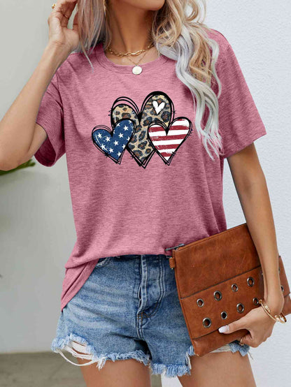 US Flag Leopard Heart Flag T-Shirt - Follower Of Faith Apparel