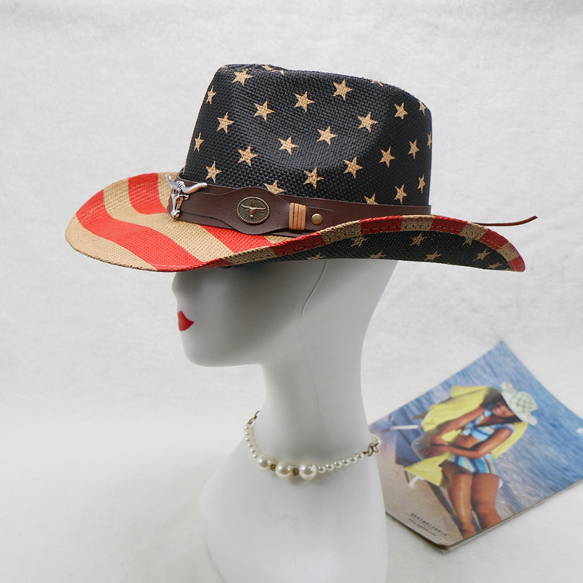 US Flag Print Paper Cloth Hat - Premium Hat -  Follower Of Faith Apparel Cowgirl hat with flag design, Decrative cowgirl hat, F$C$M$M, Fourth of july cowgirl hat, Independence day, Ship From Overseas, US Flag hat, USA flag cowboy hat Shop our Christian T-Shirts & Apparel