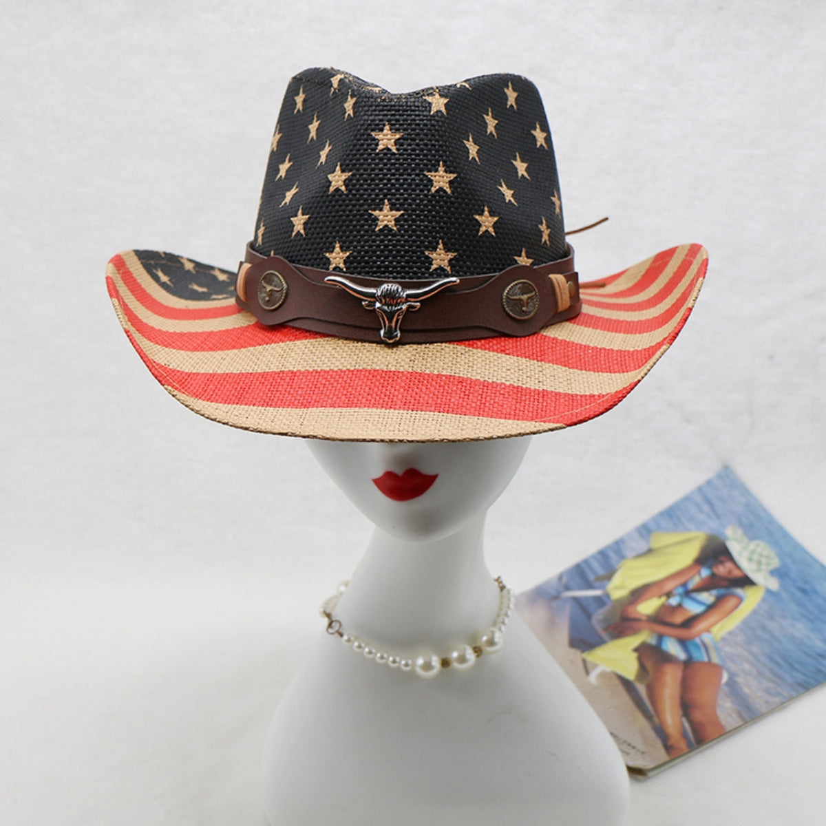 US Flag Print Paper Cloth Hat - Premium Hat -  Follower Of Faith Apparel Cowgirl hat with flag design, Decrative cowgirl hat, F$C$M$M, Fourth of july cowgirl hat, Independence day, Ship From Overseas, US Flag hat, USA flag cowboy hat Shop our Christian T-Shirts & Apparel