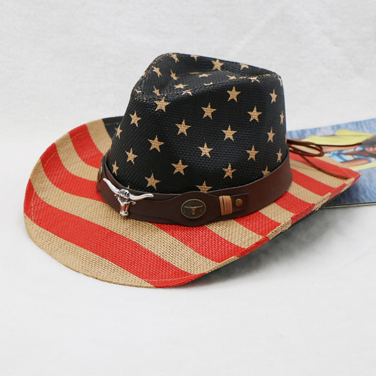 US Flag Print Paper Cloth Hat - Premium Hat -  Follower Of Faith Apparel Cowgirl hat with flag design, Decrative cowgirl hat, F$C$M$M, Fourth of july cowgirl hat, Independence day, Ship From Overseas, US Flag hat, USA flag cowboy hat Shop our Christian T-Shirts & Apparel