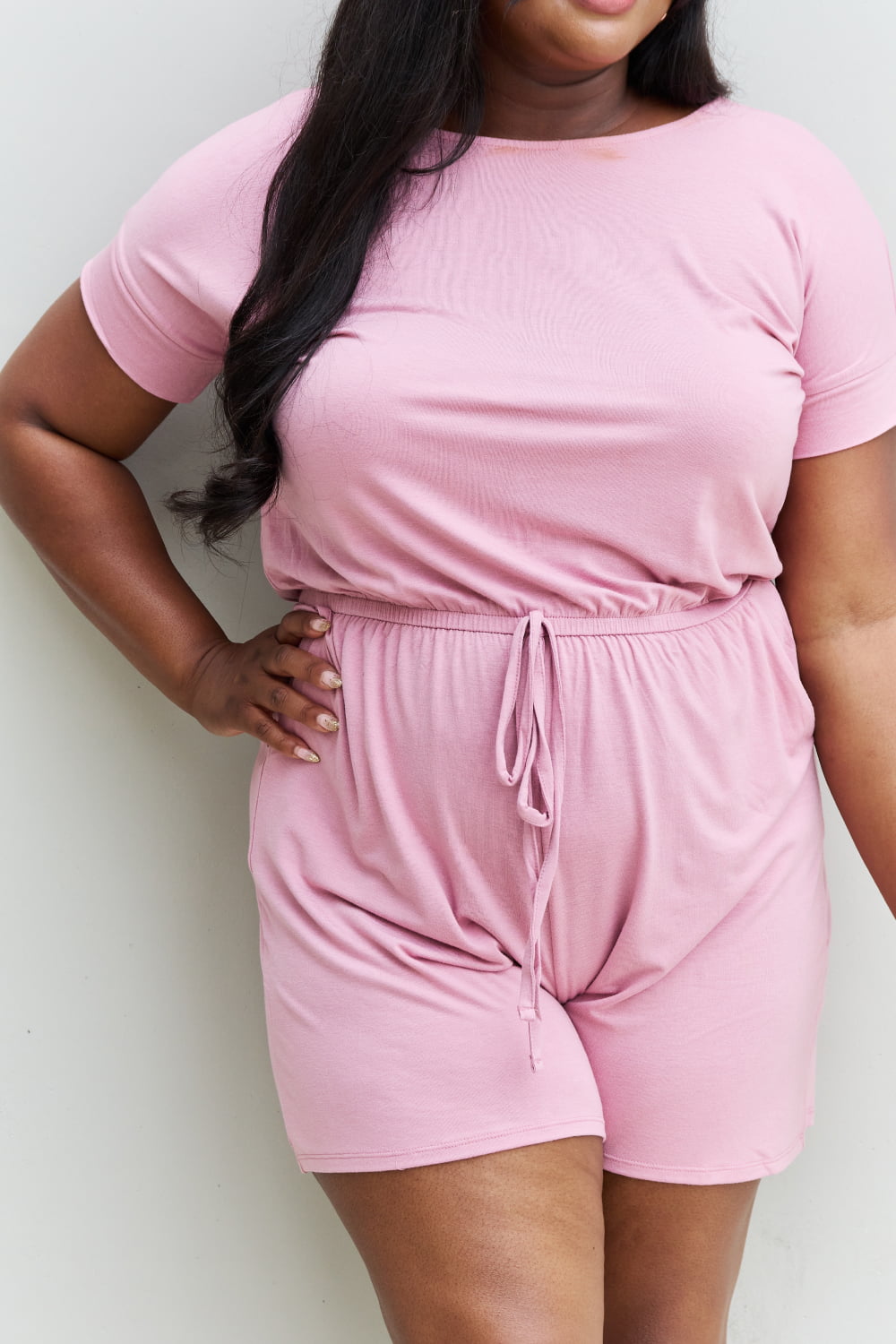 Zenana Chilled Out Romper in Light Carnation Pink - Premium Ladies Rompers -  Follower Of Faith Apparel Chic romper, Cozy rompers, Fast delivery, fast shipping, Ladies Romper, new arrival, new arrivals, Plain romper, Romper pink, Rompers, Sale, Ship from USA, Short sleeve romper, womens apparel, Womens romper, Women’s romper, Zenana Shop our Christian T-Shirts & Apparel