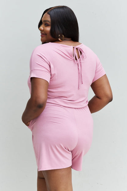 Zenana Chilled Out Romper in Light Carnation Pink - Premium Ladies Rompers -  Follower Of Faith Apparel Chic romper, Cozy rompers, Fast delivery, fast shipping, Ladies Romper, new arrival, new arrivals, Plain romper, Romper pink, Rompers, Sale, Ship from USA, Short sleeve romper, womens apparel, Womens romper, Women’s romper, Zenana Shop our Christian T-Shirts & Apparel