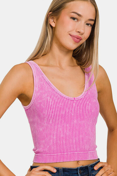 Zenana Washed Ribbed Cropped Tank - Premium Ladies Tank Top -  Follower Of Faith Apparel bright mauve, bright pink, Cropped tank top, Fast delivery, fast shipping, ladies vintage tank top, new, new arrival, new arrivals, Ship from USA, Vintage cami, Vintage crop tank top, vintage pink, Vintage tank, Vintage tank top, Vintage wash, Vintage wash tank top, Zenana Shop our Christian T-Shirts & Apparel